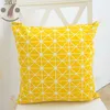 Federa per cuscino decorativo per la casa simpatico plaid giallo stampa cotone lino quadrato 45x45 cm