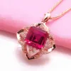 Chains Creative 585 Purple Gold Necklace For Woman Plated 14k Rose Inlaid Rhombus Ruby Pendant Exquisite Wedding Jewelry