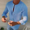 Hommes chemises décontractées garçon bleu chemise hommes coupe ajustée à manches longues col montant bouton social affaires coton lin surdimensionné haut XXXL