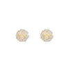 Korean version of ins feng sen series flash diamond stereoscopic flower earrings fashionable temperament luxury high grade floral earrings 925 silver needles