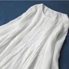 Casual Dresses 100% Natural Cotton Linen Summer Dress Women Vintage Literature and Art Organ Pleated Mid-length Long Dresses 230323