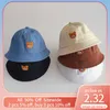 Czapki czapki urocze niedźwiedzie solidny kolor rybak cap kreskówka haft kreskówka kopułka dla dzieci dziewczyna chłopiec czapka wiosna letnie słońce niemowlę Panama Hat