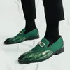 Boots Autumn Green Loafers Men Slip on Nubuck Leather Luxury Brand Thick Bottom Pointed Toe Fashion Designer Shoes Casual 230323