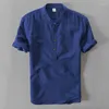 Men's T Shirts CA Summer Linen Casual T-Shirts Comfy Short Sleeve Shirt Loose O-Neck Top Men Clothing