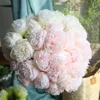 Decorative Flowers & Wreaths 5pc Big Peony Artifcial Silk Flower Wedding Bouquet Decor White Home Display Fake Pack Heart Pink RoseDecorativ