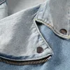 2023 Tracksuits Vintage Biker Men's Pant Sets Light Blue Ripped Hole Zip Denim Jacket and Stretch Jeans Slim Fit Multi-Pocket 2pcs Men Clothing