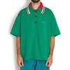 Herren Polos KOLOR 22SS Abe Runyi Japanische Tricolor-Stichstickerei Doppelschichtkragen Baumwollpolo Kurzarmhemd für Männer Lose T-Shirts