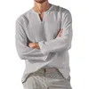 Mens Tshirts Keten Gömlek Erkekler Kısa Nefes Alabilir Rahat Düz Renk Uzun Kollu Harajuku Gündelik Bluz Hawaii Gömlek Büyük Boy Üstler S5XL 230323