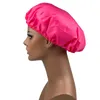 Einfarbiger Satin-großer wasserdichter Hut für Frauen-Dame-elastische Badekappen Motorhaube Haarpflege Home Fashion-Accessoires