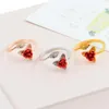 Anelli aperti da donna Anelli con foglie di fiori di rose rosse Anelli da dito regolabili da donna Festa della mamma San Valentino Regali di gioielli per feste