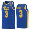 Basketball College Nelly Cummings Jersey Pittsburgh Panthers 0 Nelly Cummings 3 Greg Elliott 4 John Hugley IV 2 Blake Hinson preto azul amarelo branco costurado na NCAA