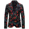 Men's Suits & Blazers Blazer Spring Men Fashion Rose Print Style Clothing Suit Casual Flowers Male Jacket Coat Mens