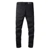 Vandring byxa rippad broderi män jeans hip hop high street varumärke pantalones vaqueros hombre motorcykel nära designer montering smal penna