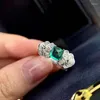 Cluster Rings anziw Vintage Sugar Loaf Cut Lab Grown Emerald Engagement Ring для женщин Багит Cz Gemstone стерлингового серебряных украшений подарки