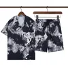 남성 하와이 여름 디자이너 셔츠 비치 바지 세트 패션 바로 코프 라지 하와이 꽃 프린트 캐주얼 셔츠 남자 슬림 한 짧은 슬리브 보드 비치 반바지
