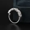 Кластерные кольца 14K AU585 Белое золото Половина вечности Свадебное обручальное кольцо круглой модная элегантная классика для женщин