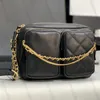 12A geheel nieuwe spiegelkwaliteit ontwerper kleine cameratas tas echt leer kalfsleer gewatteerde portemonnee luxe zwarte handtassen crossbody schouderriem box tas