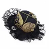 Berretti Vintage Steampunk Mini Top Hat con fascia per ingranaggi Black Small Bowler