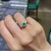 Cluster Rings Solid 18K Gold 0.45ct Round Nature Emerald Gemstones For Women Fine Jewelry Presents The Six-word Admonition