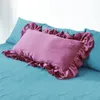 Pillow Case Linen Stone Washed Euro Shams With Ruffle 48x74cm Standard Cover 1 Piece Home Decoration Soft And Breathable Bedding