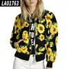 Damesjassen herfst lente vrouwen korte lagen bloemenprint lange mouw zipper slank dunne bommenwerper 2023 casual honkbal jas bovenkleding