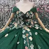 Блестящие платья Quinceanera Ball Birthday Party Платье Applique 3D Цветочный кружев