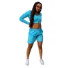 Designer Tracksuits Summer Two Piece Set Women Outfits Long Sleeve Zipper Crop Top and Shorts Matching Sets Sweatsuits Bulk Wholesale Clothes 9550