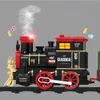 Electric RC Track Christmas Rail Car Train Toy With Smoke Simulation Classical Model Children S Railway Set for Boy 230323