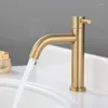 Bathroom Sink Faucets Brushed Gold Faucet SUS304 Stainless Steel Basin Cold Water Tap Single Handle