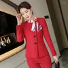 Kvinnors tvåbitar byxor Novelty Red Formal Ol Styles Women Business Suits With and Jackets Coat Autumn Winter Work Wear Pants Pants Absers