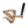 Correntes Metal Metal Aço inoxidável Chain Chain Collar Leash Leads Colar de couro PU para PET Controle de Segurança Ajustável PET