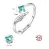 Designer Shiny Zircon Wings S925 Silver Open Ring Colored Gemstone Luxury Wedding Ring Fashion Women smycken Presenttillbehör