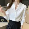 Women's Blouses Fashion White Silk Shirt Women Office Lady Long Sleeve Button Satin Oversized Casual Woman Shirts Tops 17792