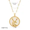 Pendant Necklaces Deer Necklace Fashion 18K Gold Plated Stainless Steel Moonstone Animal Lucky For Women Christmas Gifts