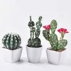 Objetos decorativos Figuras mini cactus simulado suculento de decoración de plantas en macetas de tiro de tiro accesorios de flores artificiales adornos PU decoración del hogar w0322