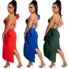 Mix 4 Colors One Shoulder Evening Gown Sexy Dew Backpack Hip Low-Cut Dress Mid-Length S-XXL