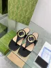 2023 Hausschuhe Slide Tanga Sandale braunes Leder Buchstaben Sandalen Damen Slipper Herren Slides Waterfront Damen 35-43 mit Box und Staubbeutel