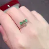 Cluster Rings Women's 925 Silver Inlaid Natural Emerald Ring Exquisite Workmanship Stylish And Simple
