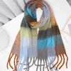 Шарфы осенний зимний стиль сгущенным цветовой проверкой шарф обруча