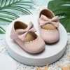 Premiers marcheurs Bébé filles princesse chaussures en cuir PU appartements infantile antidérapant Bowknot Prewalkers semelle souple né premiers marcheurs 0-18M 230323