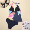 Nouveau deux pièces Bikini licou col en V maillot de bain pansement Sexy maillots de bain Vintage grande taille Tankinis été plage maillot de bain SXXL