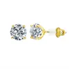 Bling Diamond Earrings Yellow Gold Plated Shiny Round CZ Earrings Nice Gift for Men Women Nice Gift