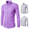 Camicie casual da uomo Camicia a maniche lunghe color caramella Abito formale da uomo Camicetta da caffè rosa bianca nera viola blu Camisas De Hombre