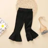 Kids Girls Flare Pants Solid Colors Ruffle Trousers Toddler Baby Clothes Kids Elastic Waist Trousers Kids Casual Outfits