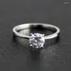 Cluster Rings 10k White Gold Head Rose Bnad 2ct 8mm Brilliant Cut GH Color Moissanite 4 Prongs Solitaire Wedding Proposal Ring