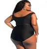 Maillot de bain femme maillot de bain fendu pour les femmes européennes et américaines grande taille taille haute imprimé gros Bikini une épaule Multi corde