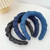 2023 New Fashion Women Headband Solid Color Pleated Denim Hairband Adult Casual Spring Headwear Hair Accessories