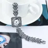 Armbandsur qingxiya damer handled klockor klänning titta på kvinnor kristall diamant kvarts antik silver klocka montre femme