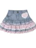 Jupes japonaises douces Lolita Mini robe de bal femmes Harajuku mignon Denim Style Preppy filles taille haute Kawaii dentelle gâteau 230322