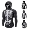 Men's T Shirts Brand Personality Sports Long Sleeve Skeleton Skull Print T-shirt Quick Dry Clothes European And American Sizes XXL